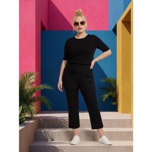 NWT Issac Mizrahi Plus Size Navy Straight Leg Cropped Pants - Petite Size 30